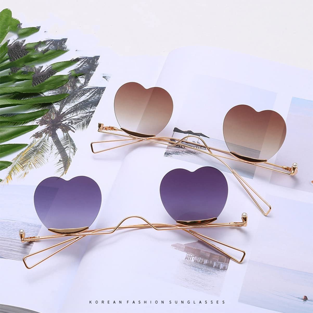 Сонцезахисні окуляри PACKOVE Метал Серце Кава Ретро стиль, фото №6