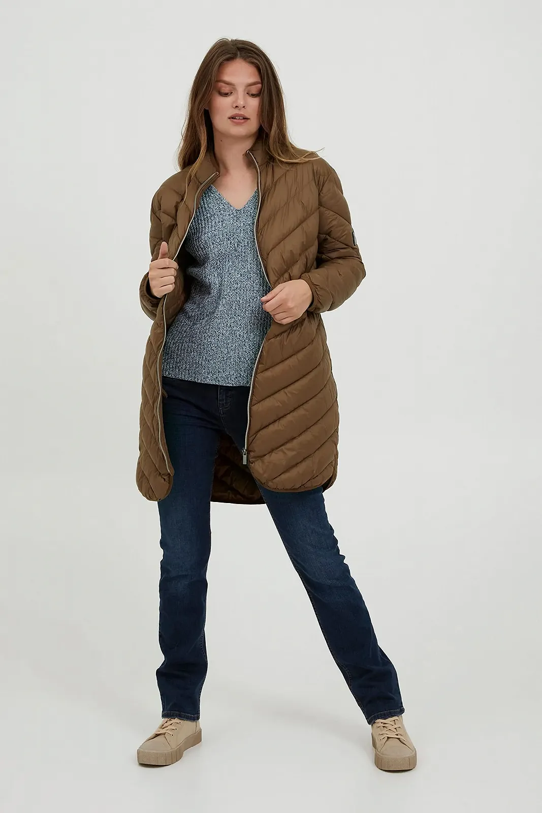 Куртка зимова стьобана fransa FRBAPADDING жіноча з коміром-стійкою та довгим заокругленим низом, фото №3