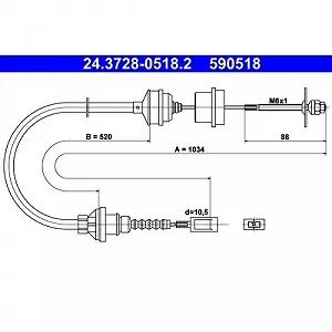 Трос зчеплення ATE 24.3728-0518.2 для CITROËN FIAT PEUGEOT - Фото 1