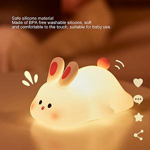 Нічник Kawaii Bunny для дітей силіконовий портативний USB акумулятор білий synthetic.ua - Фото 1