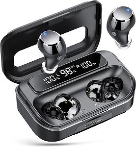Бездротові навушники Lekaby Bluetooth 5.3, 100 годин відтворення, з 4 LED дисплеями, глибокий бас, внутрішньоканальні, з 4 мікрофонами ENC - Фото 1