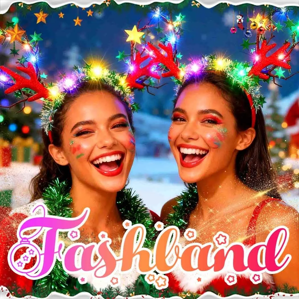 Різдвяний обруч на голову з оленячими рогами, фото №3