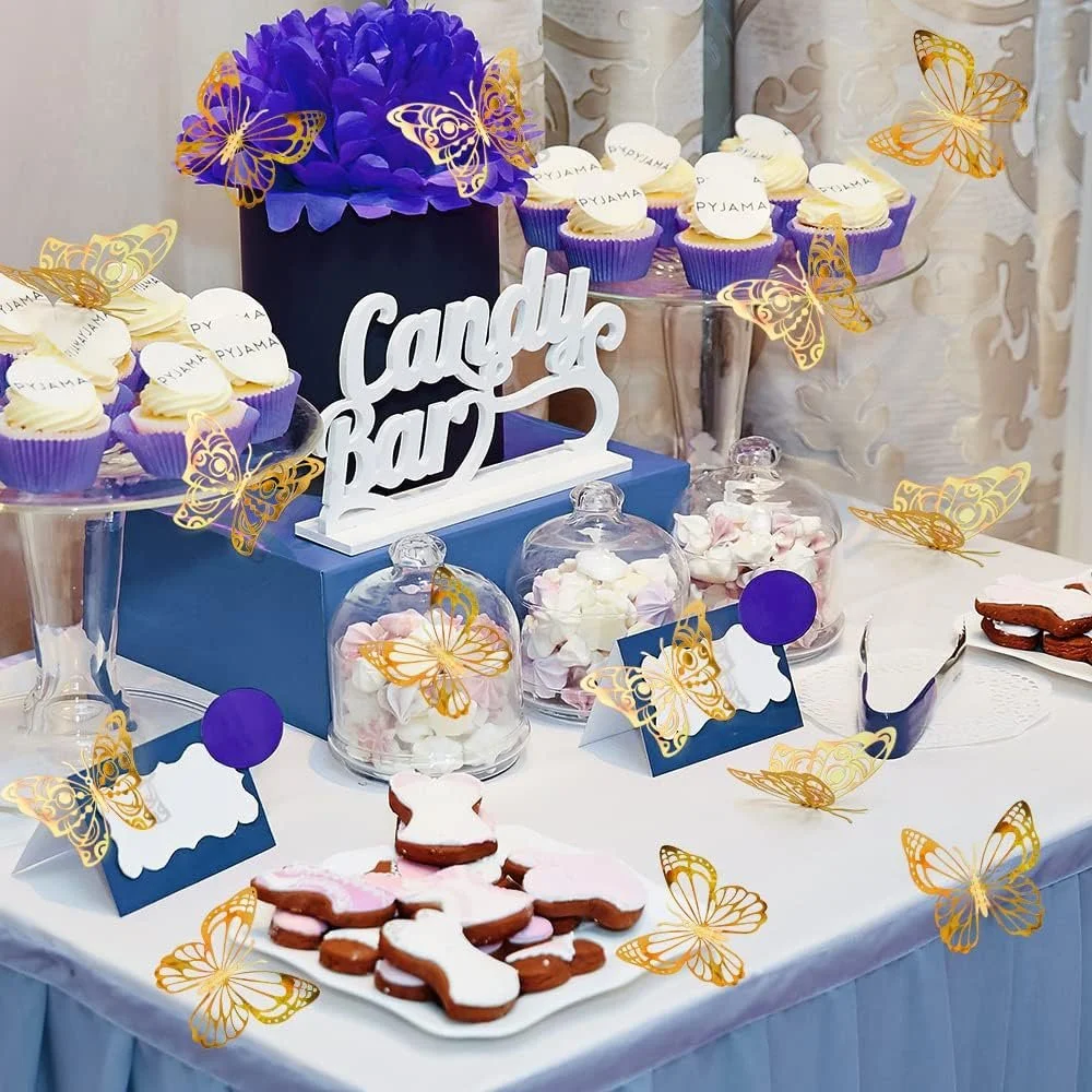 Декоративні наклейки на стіну Метелики 3D 72 штуки для декору кімнат та тортів, фото №6