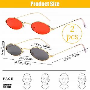 Вінтажні овальні сонцезахисні окуляри (2 пари) Сірий, Червоний synthetic.ua - Фото 1