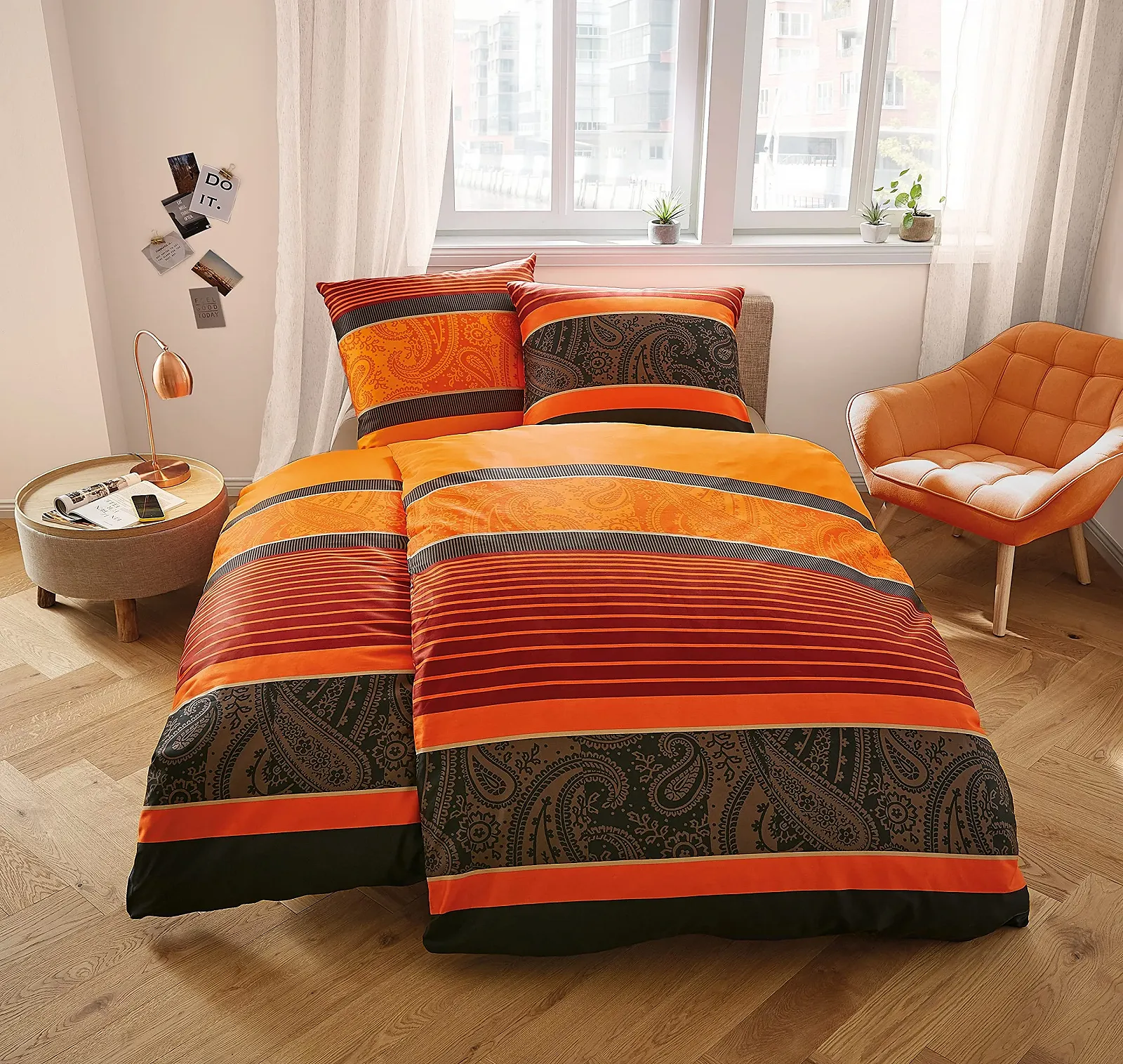 Комплект постільної білизни Kleine Wolke Cambridge 135 x 200 см Помаранчевий (Chilli), фото №2