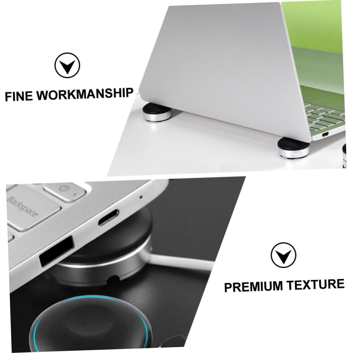 Подставка для ноутбука 2 шт регулируемая по высоте настольная подставка с нескользящей конструкцией прочный материал для эргономичной поддержки компьютера и эффективного охлаждения на столе, фото №4