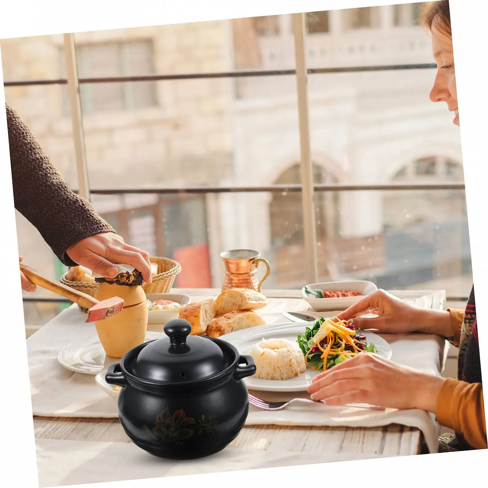 Кастрюля керамическая Cabilock 2 л для тушения с крышкой черная, фото №5 Кастрюля керамическая Cabilock 2 л для тушения с крышкой черная, фото №5