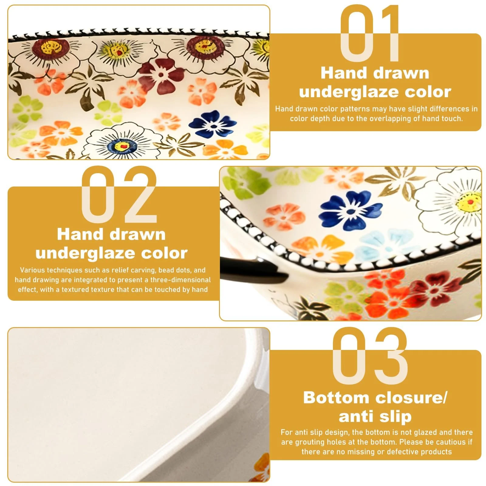 Форма для запекания керамическая прямоугольная 600 мл 23.8 x 13.2 x 5.2 см с ручками, фото №5