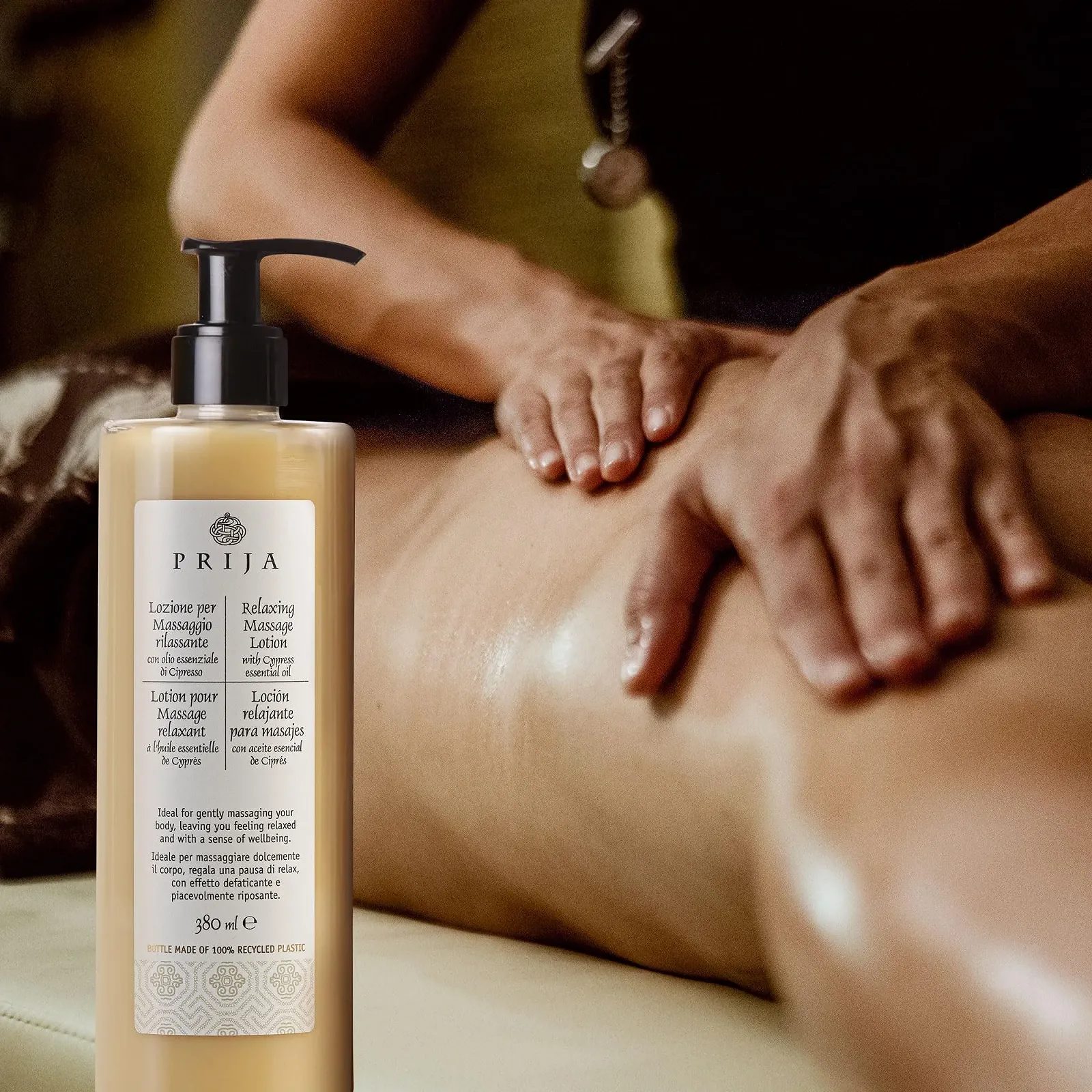 Лосьйон для масажу Prija з алое вера та кипарисовою олією 4 x 380 мл, фото №4