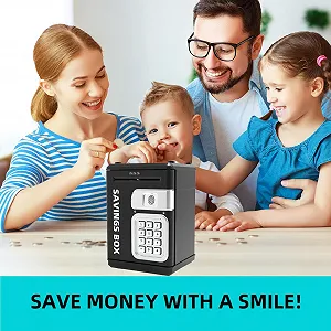Сейф дитячий електронний ATM з кодом та відбитком пальця synthetic.ua - Фото 1