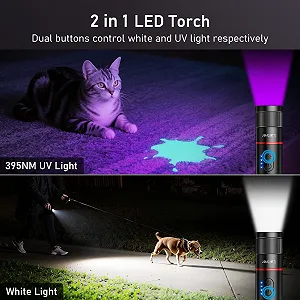 Ліхтар Laitver LED / UV Перезаряджуваний 2000L 6 режимів Zoomable Чорний synthetic.ua - Фото 1