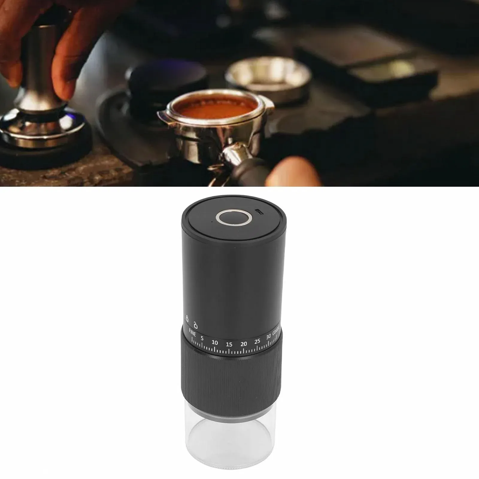 Електрична кавомолка регульована, портативна з щіткою для рівномірного помелу горіхів, зерна, насіння, для кемпінгу, фото №3
