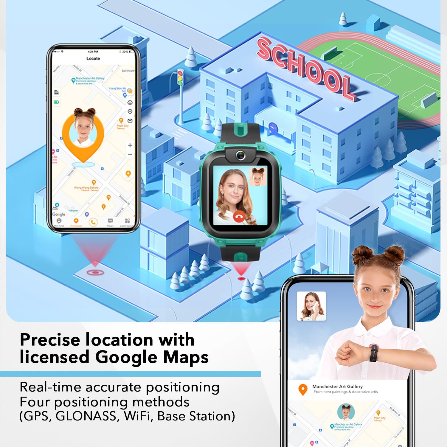 Детские смарт-часы imoo Z1 с GPS и телефоном Зеленый, фото №2
