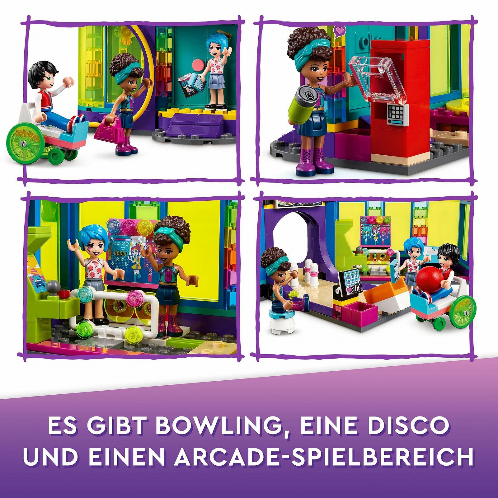 Конструктор LEGO 41708 Friends Rollschuhdisco с Аркадой и Боулингом в комплекте с 3 Мини-Куклами Андреа, Эвелин и Джексон для детей от 7 лет, фото №5
