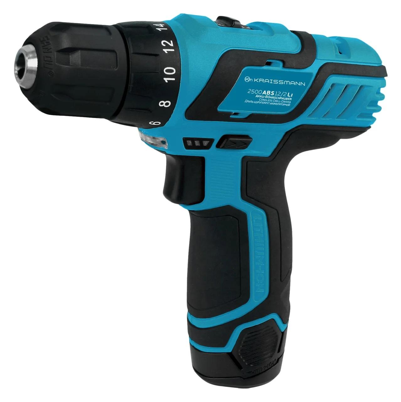 Шуруповерт аккумуляторный KRAISSMANN 2500 ABS 12/2 LI, фото №1 Шуруповерт аккумуляторный KRAISSMANN 2500 ABS 12/2 LI, фото №1