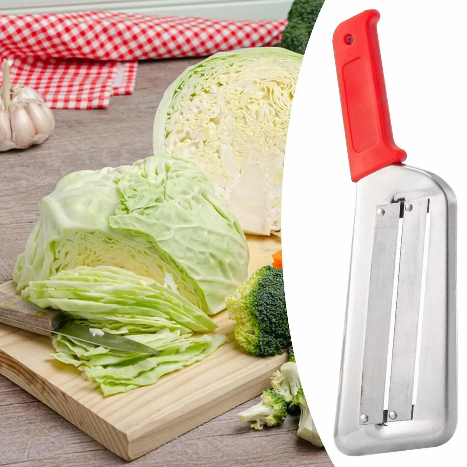 Слайсер для капусти, з нержавіючої сталі, практичний кухонний інструмент, фото №3