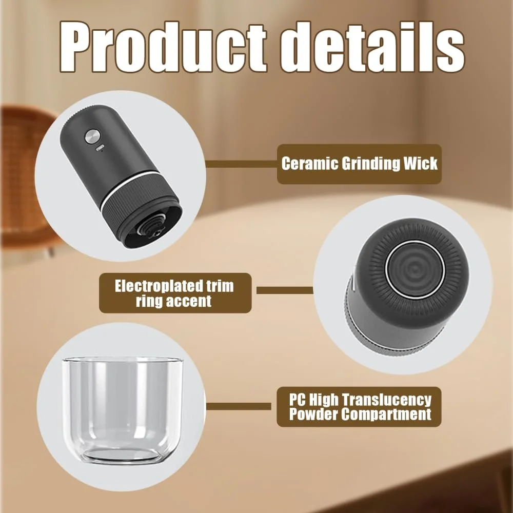 Электрическая кофемолка, портативная USB-аккумуляторная для эспрессо, фото №2