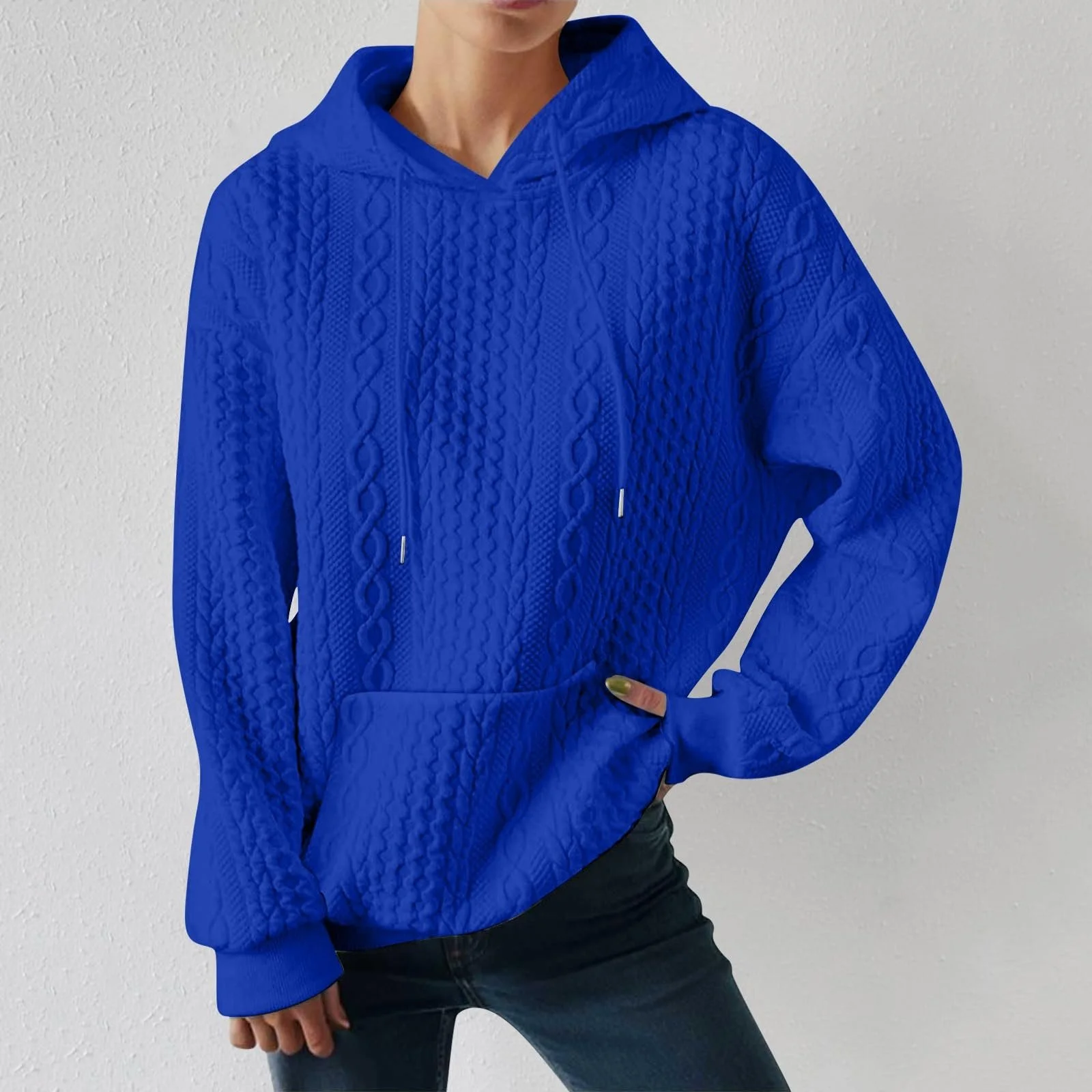 Женский свитшот с капюшоном оверсайз однотонный в стиле пэчворк флисовый осенне-зимний топ в полоску с длинными рукавами жилет с карманами рубашка со шнурком, фото №4 Женский свитшот с капюшоном оверсайз однотонный в стиле пэчворк флисовый осенне-зимний топ в полоску с длинными рукавами жилет с карманами рубашка со шнурком, фото №4