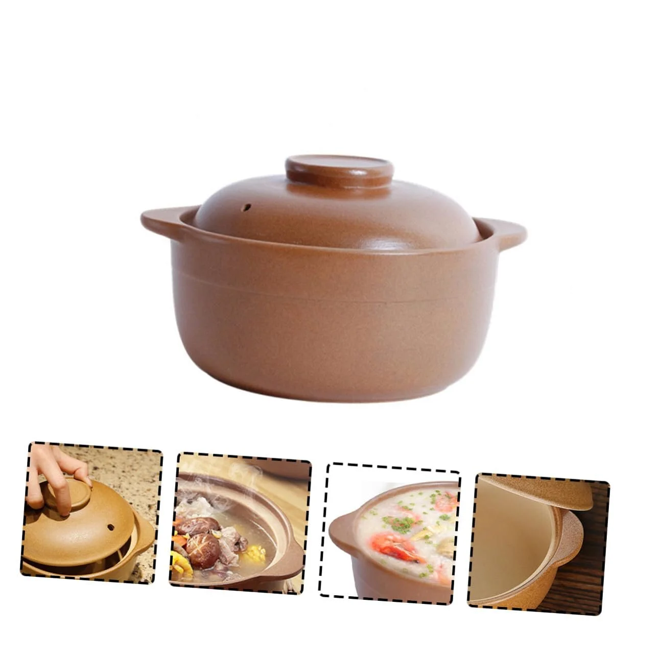 Кастрюля для тушения PRETYZOOM Керамическая Термостойкая Антипригарная с эргономичной ручкой для газовых плит, фото №7