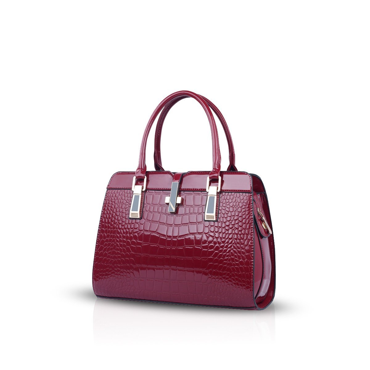 Сумка Nicole&Doris, женская, с верхней ручкой, модная, из патентованной кожи, портативная, на плечо, мессенджер, красное вино, фото №1 Сумка Nicole&Doris, женская, с верхней ручкой, модная, из патентованной кожи, портативная, на плечо, мессенджер, красное вино, фото №1