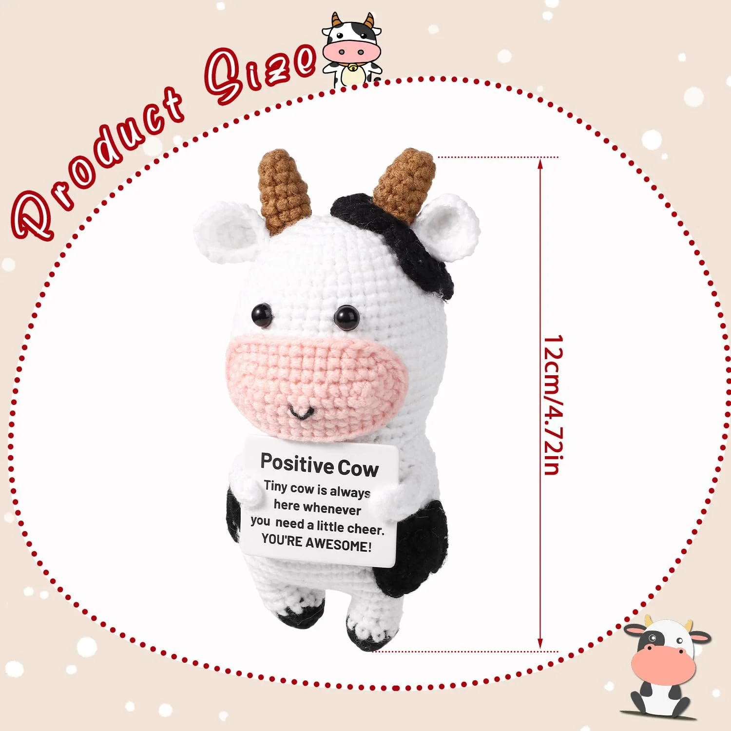 Игрушка Вязаная коровка TOYMIS Позитивная коровка, 8 x 12 см, фото №2
