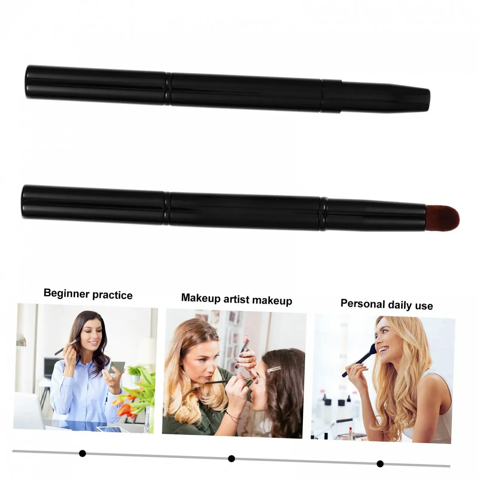 Пензлі для брів висувний DOITOOL Міні Пензлі для макіяжу кутовий скошений 2 шт, фото №4