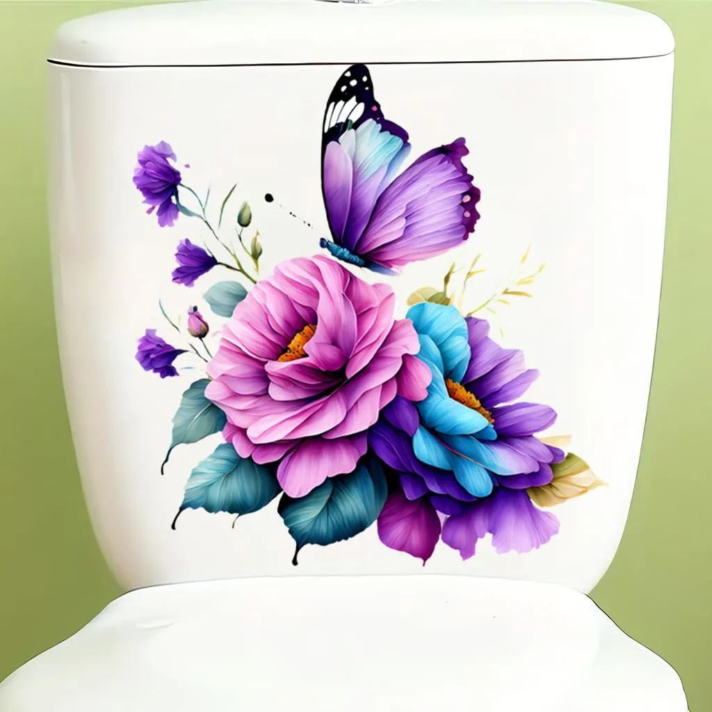 Наклейка на вікно Elegant Purple Series Flowers Butterfly 30 x 30 см, фото №5