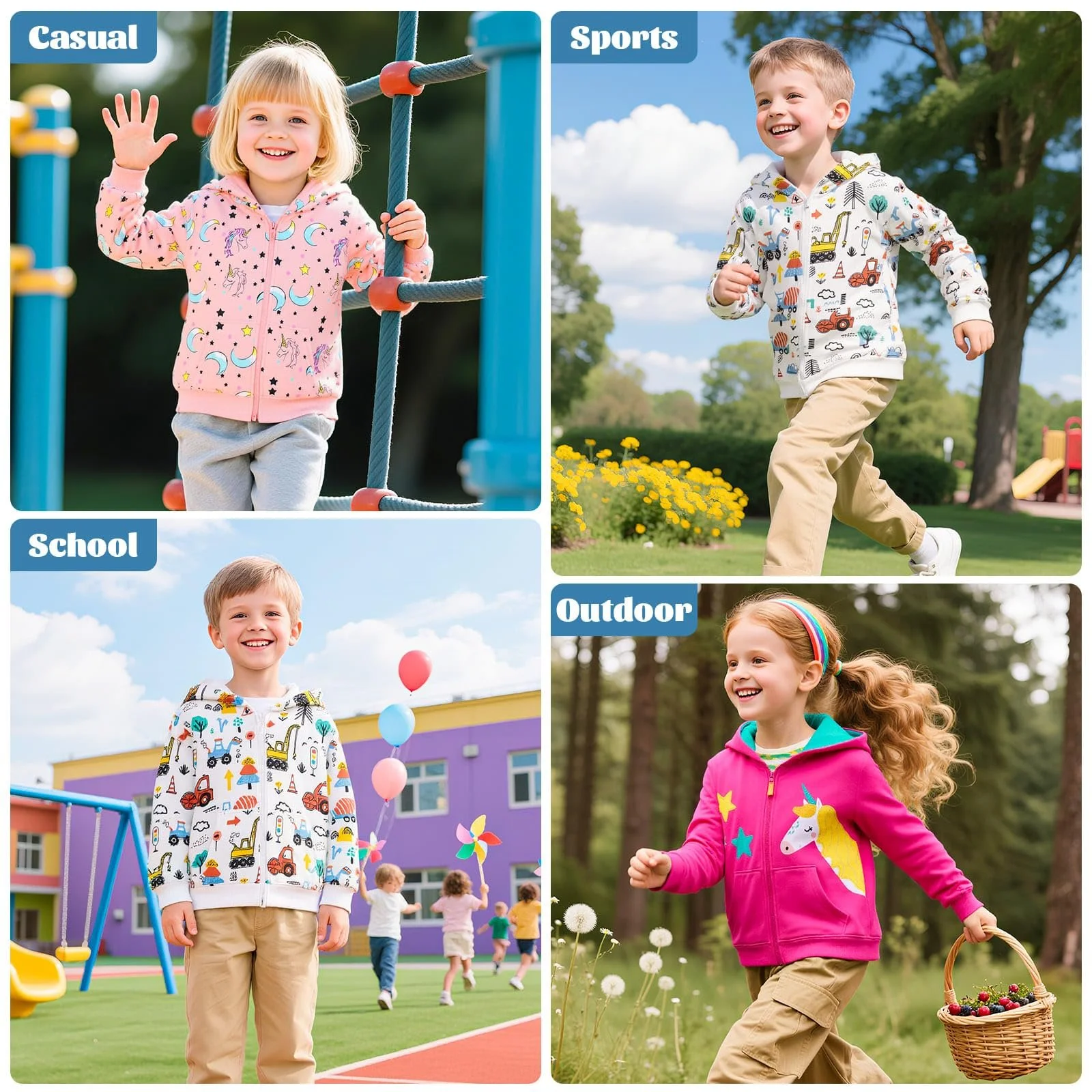 Толстовка с капюшоном Hoseay для мальчиков и девочек, на молнии, с длинными рукавами, хлопковая куртка, свитшот с единорогом и трактором, с молнией и карманами для детей, осень-зима, размер 98-128, фото №5 Толстовка с капюшоном Hoseay для мальчиков и девочек, на молнии, с длинными рукавами, хлопковая куртка, свитшот с единорогом и трактором, с молнией и карманами для детей, осень-зима, размер 98-128, фото №5