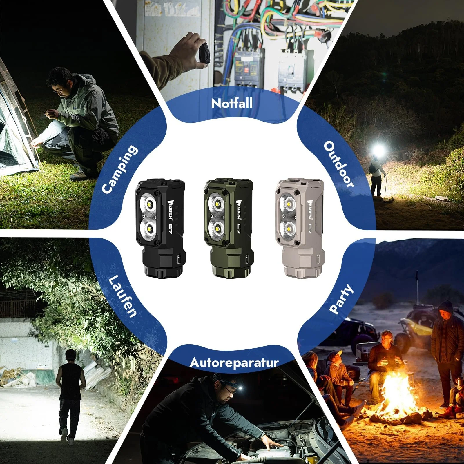 Ліхтар WUBEN E7 1800 люмен, міні з магнітом, супер яскравий, 6 режимів, EDC, Type-C LED, IP68 для фар, рятування та кемпінгу, фото №8