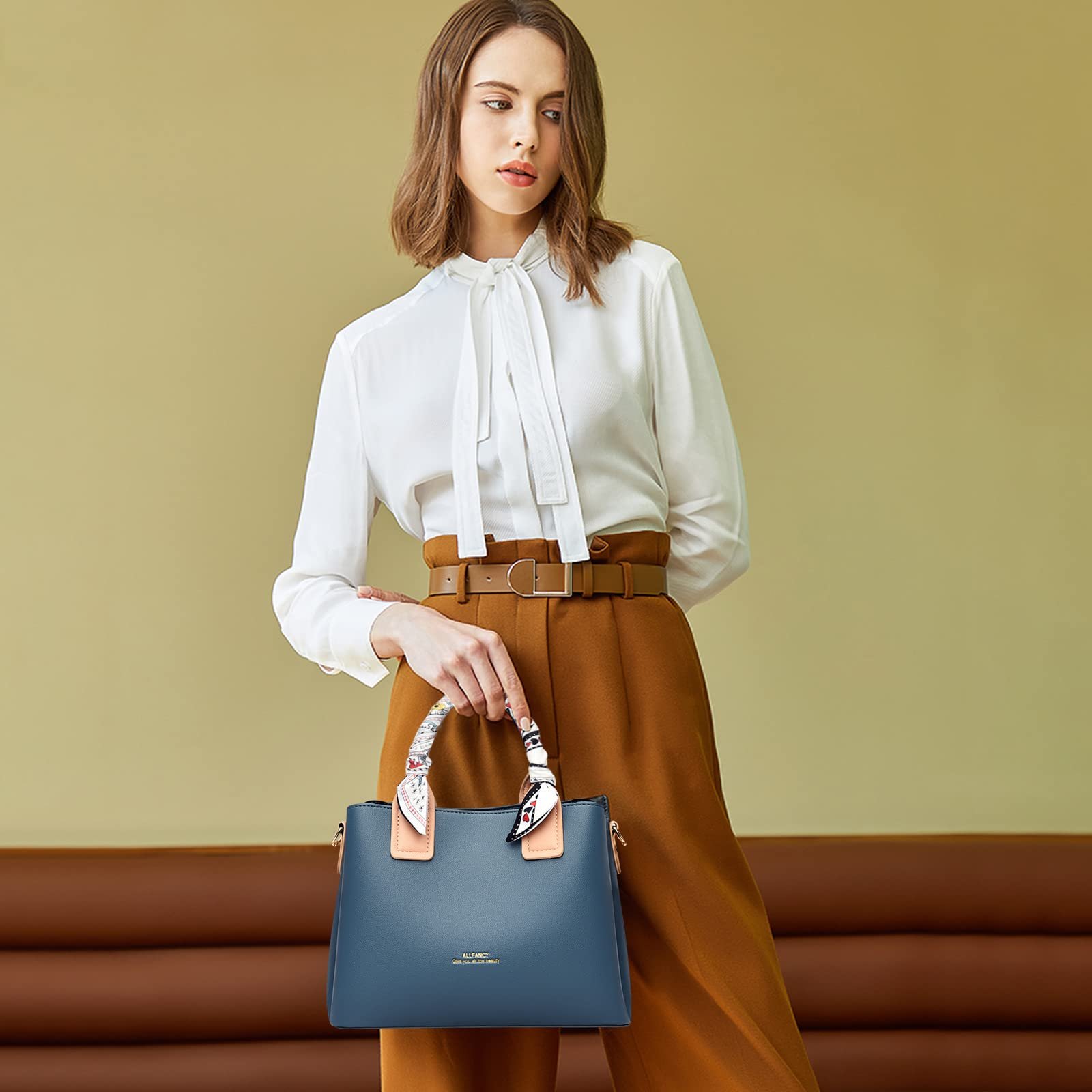 Сумка з верхньою ручкою NICOLE & DORIS Shopper жіноча три відділення PU шкіра синя, фото №2