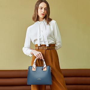 Сумка з верхньою ручкою NICOLE & DORIS Shopper жіноча три відділення PU шкіра синя synthetic.ua - Фото 1