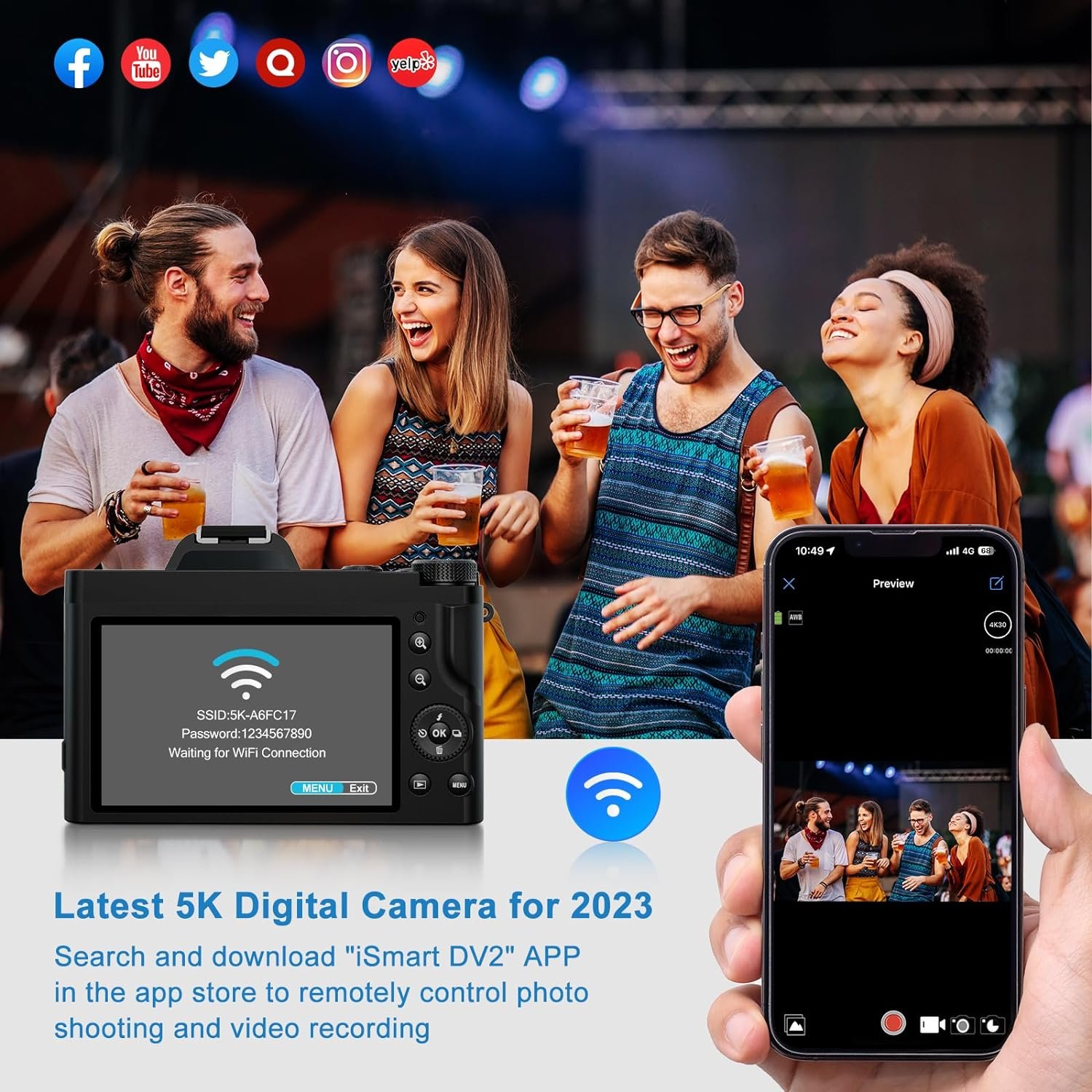 Цифровая камера IXNAIQY DC201 48 Мп / CMOS / 4K UHD 24 fps / 16× зум / Wi‑Fi / Чёрный, фото №4