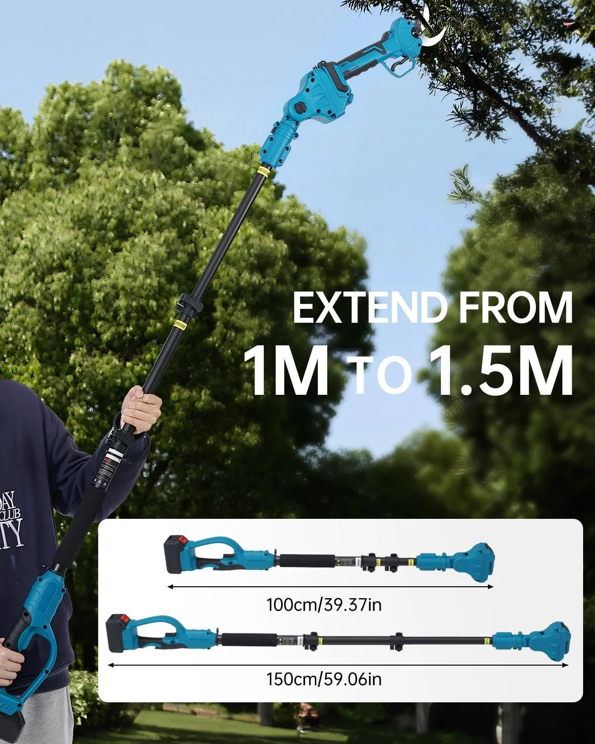 Ножницы для обрезки аккумуляторные телескопические Verymodel 40 мм 2 x 4000 mAh, фото №6