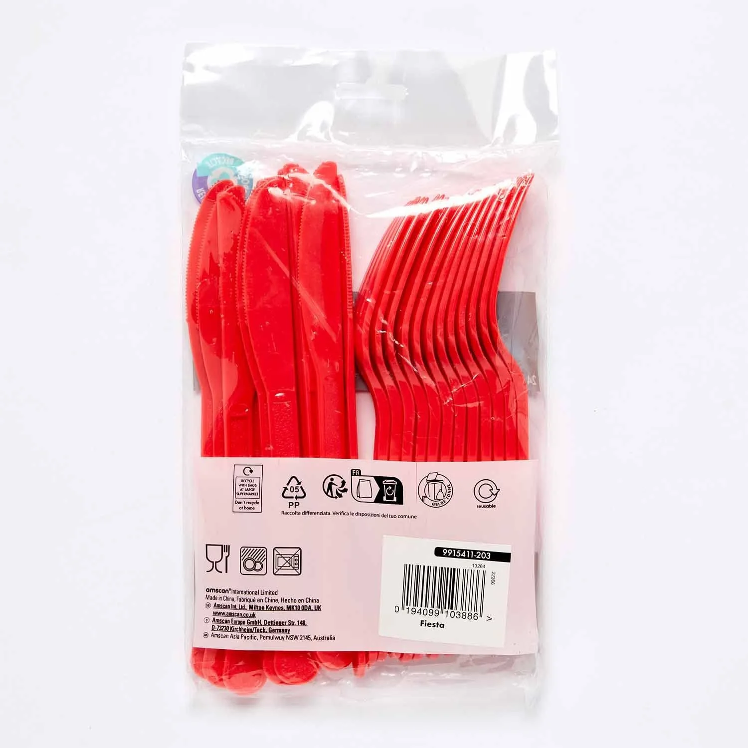 Набір столових приборів Amscan Fiesta Red багаторазового використання, можна мити в посудомийній машині, 24 шт., фото №2 Набір столових приборів Amscan Fiesta Red багаторазового використання, можна мити в посудомийній машині, 24 шт., фото №2