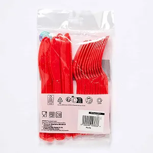 Набор столовых приборов Amscan Fiesta Red многоразового использования, можно мыть в посудомоечной машине, 24 шт. synthetic.ua - Фото 1