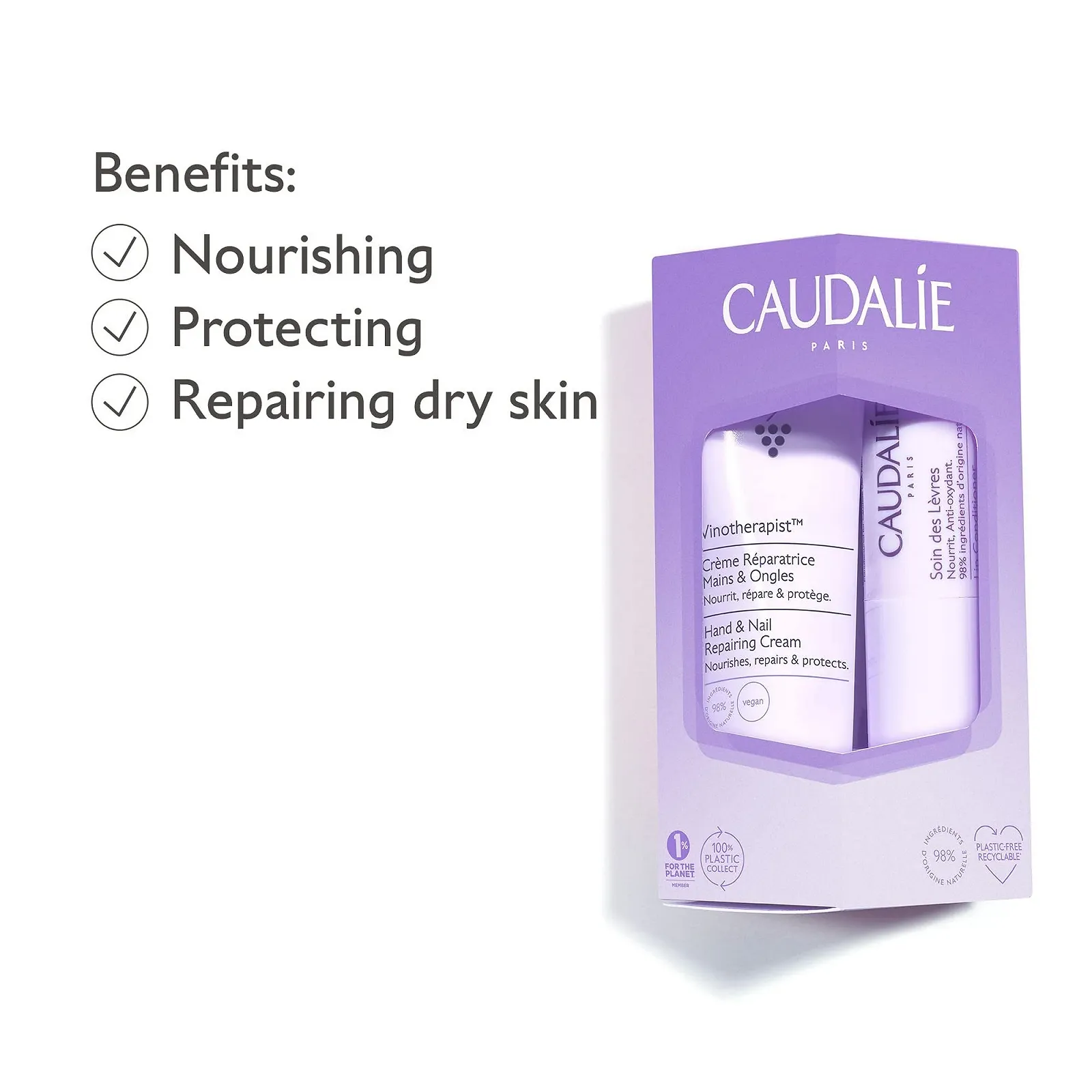 Зимний набор CAUDALIE для рук и губ: 1 крем для рук 30 мл + 1 бальзам для губ 4.5 г, фото №3