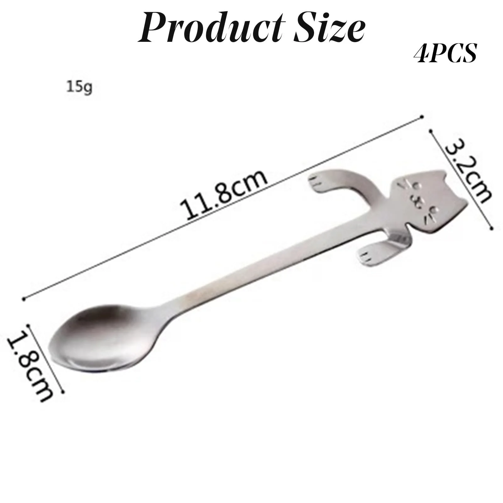 Набір кавових ложок з 4 котів, чайна з нержавіючої сталі, фото №2