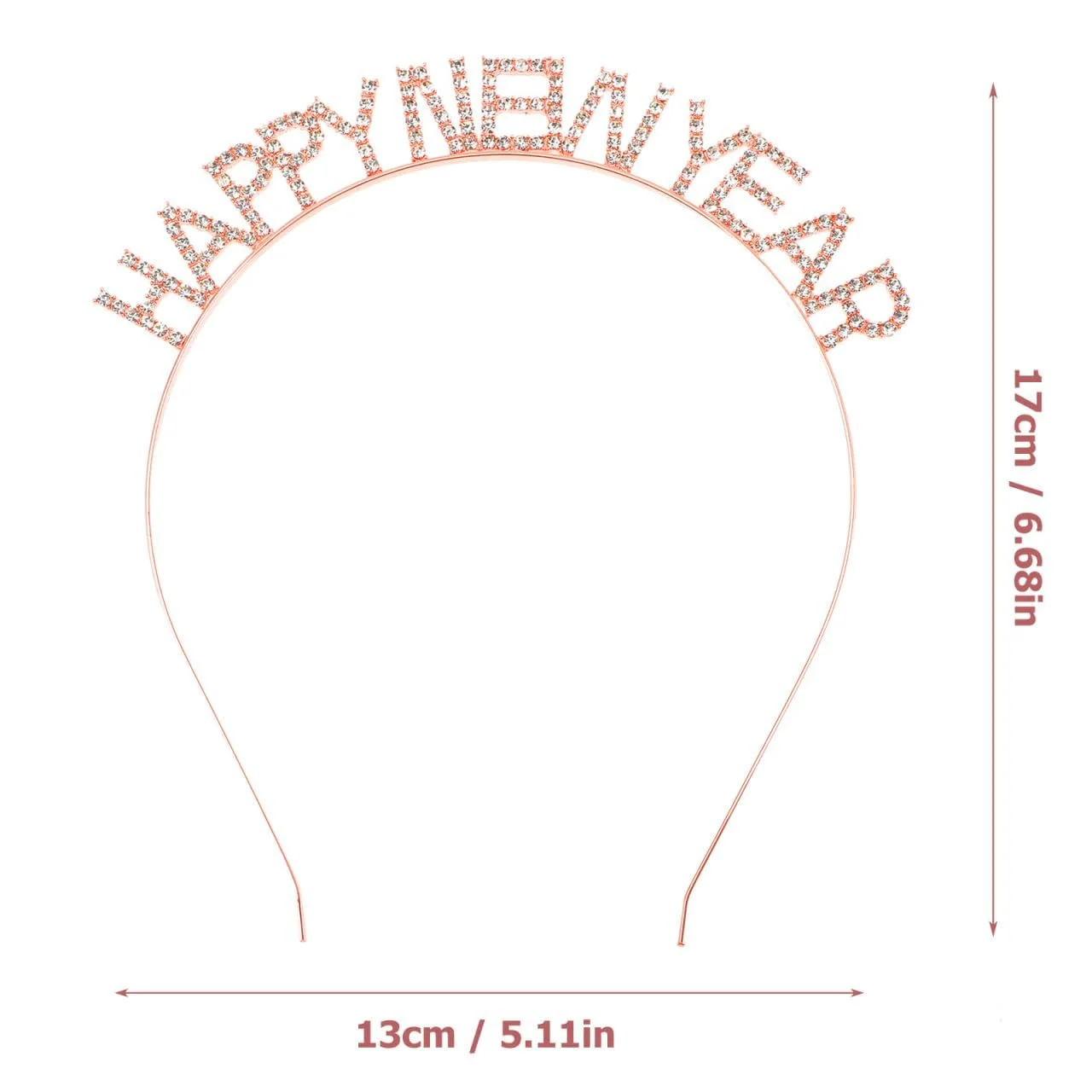 Обруч Новорічний вечір 2026, тіара зі стразами, рожеве золото, фото №2