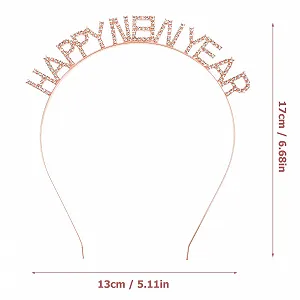 Обруч Новогодний вечер 2026, тиара со стразами, розовое золото synthetic.ua - Фото 1