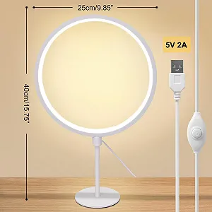 Настільна лампа Metal Circle USB 5В 2А димована сучасний мінімалізм тепле світло 25 см Білий synthetic.ua - Фото 1