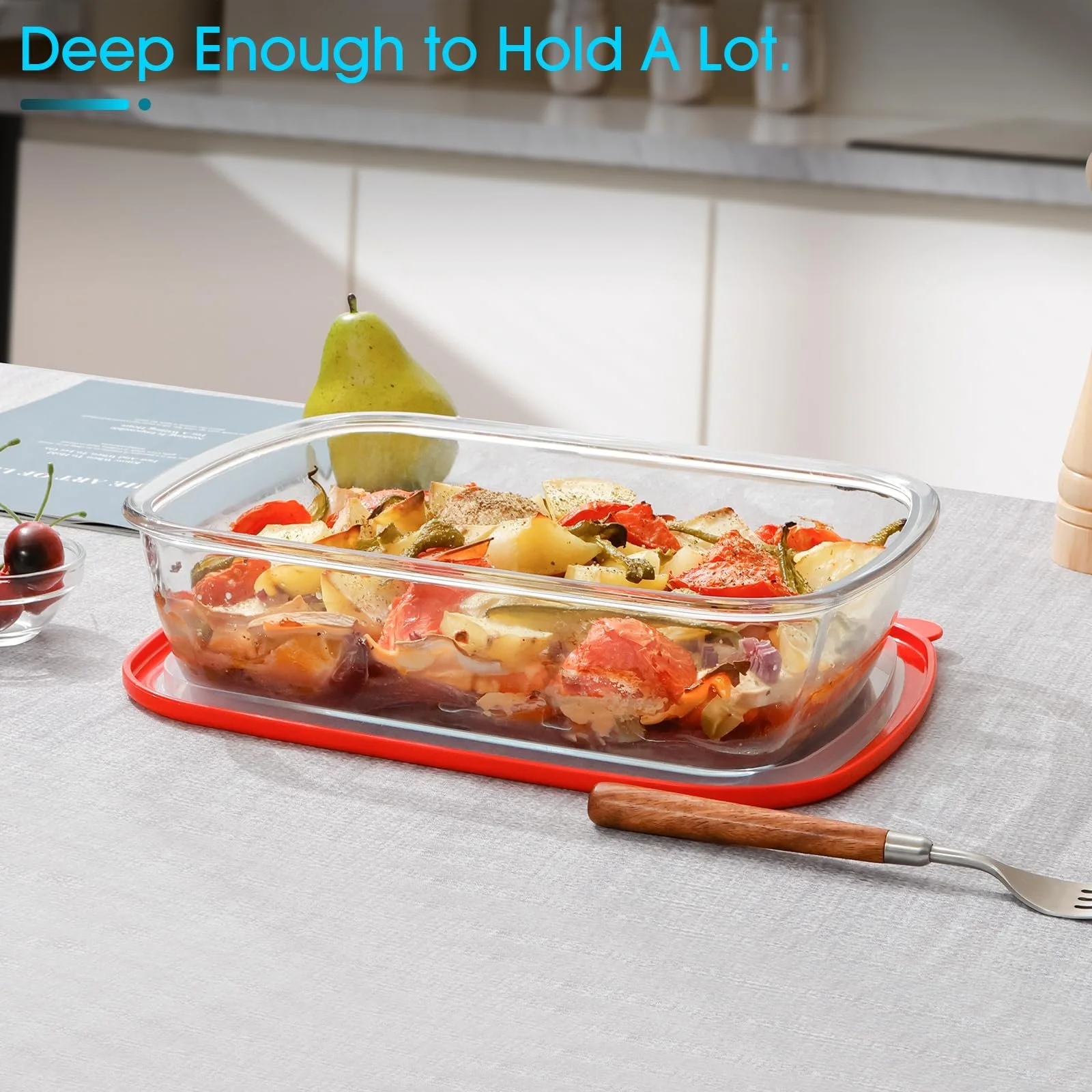 Форма для запекания стеклянная NUTRIUPS с крышкой 3 л, фото №5