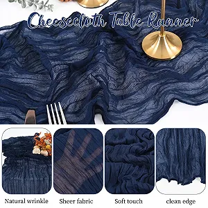 Ранер Cheesecloth Рустикальна марля Бохо 20x120 дюймів 10 футів 8 штук Темно-синя ціна на synthetic.ua - Фото 1 Ранер Cheesecloth Рустикальна марля Бохо 20x120 дюймів 10 футів 8 штук Темно-синя synthetic.ua - Фото 1