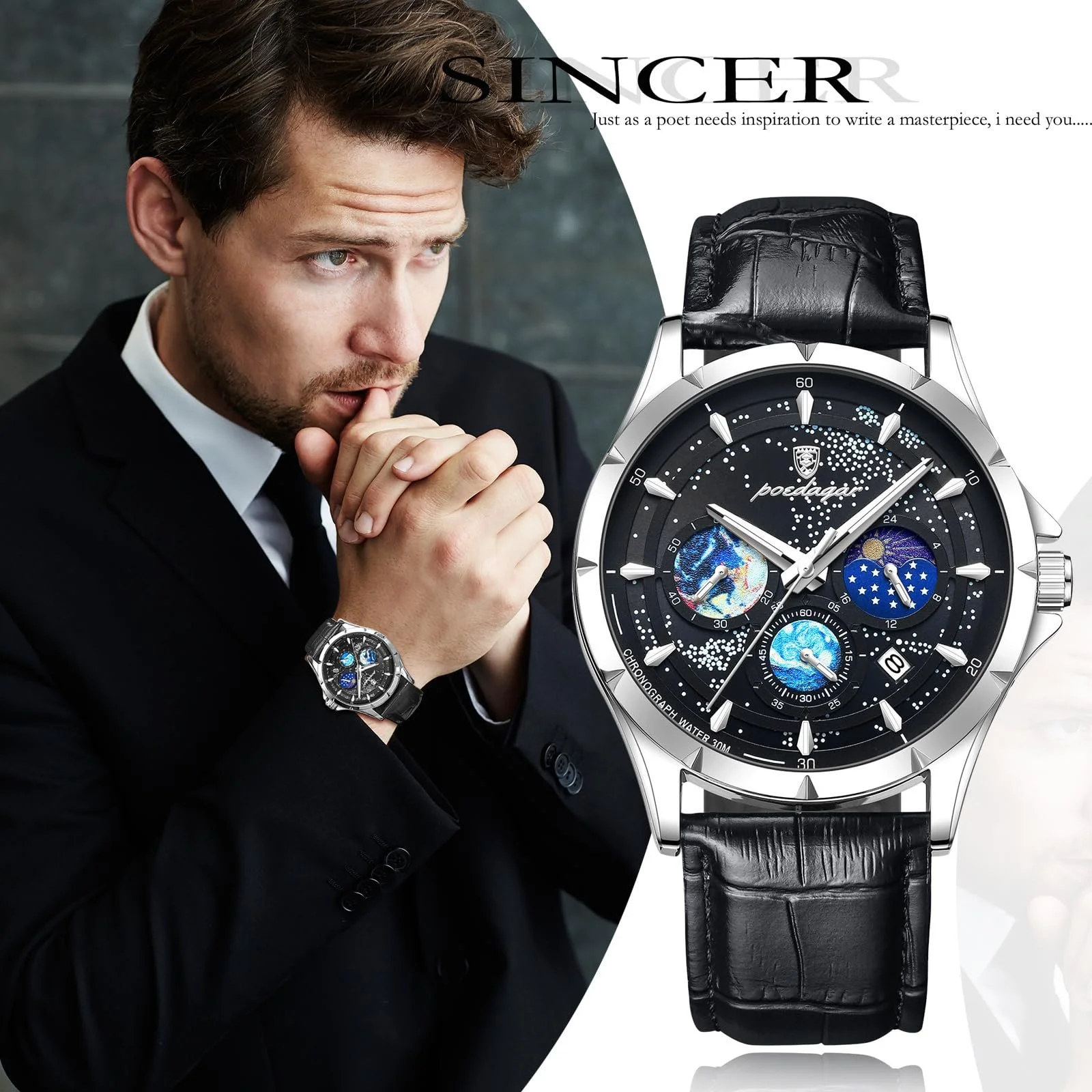 Чоловічий годинник Avaner Star Galaxy, шкіряний ремінець, фото №8 Чоловічий годинник Avaner Star Galaxy, шкіряний ремінець, фото №8