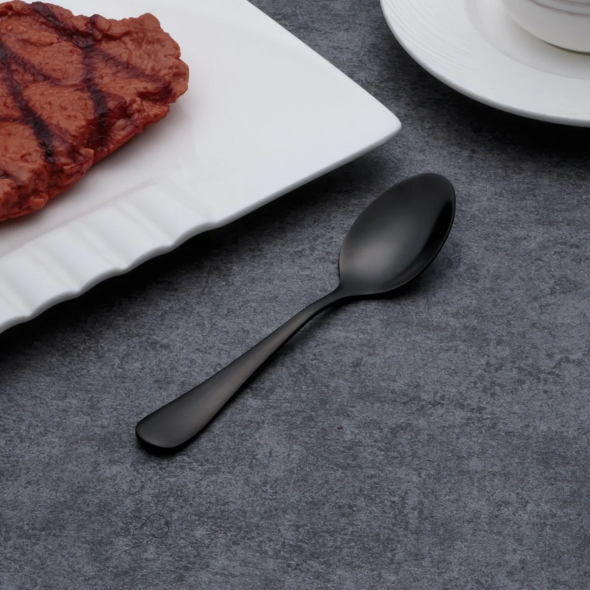 Мірні ложки для кави HOMQUEN, з нержавіючої сталі для торта, морозива, набір з 6 штук, чорні, фото №3