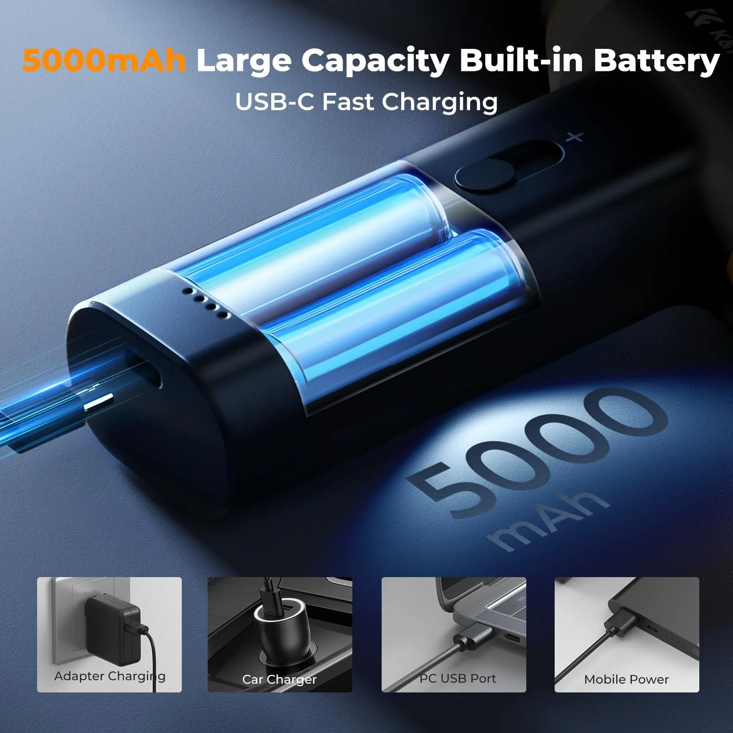 Електричний повітродувка K&F Concept 2-в-1 150000 RPM 5000 mAh для PC камери та авто, фото №6 Електричний повітродувка K&F Concept 2-в-1 150000 RPM 5000 mAh для PC камери та авто, фото №6