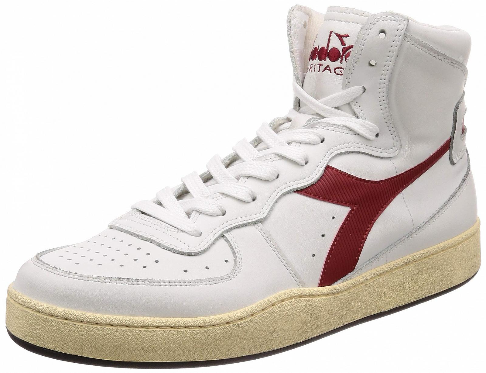 Кроссовки Diadora Heritage MI Basket Used из натуральной кожи мужские высокие Бело-серый, фото №1