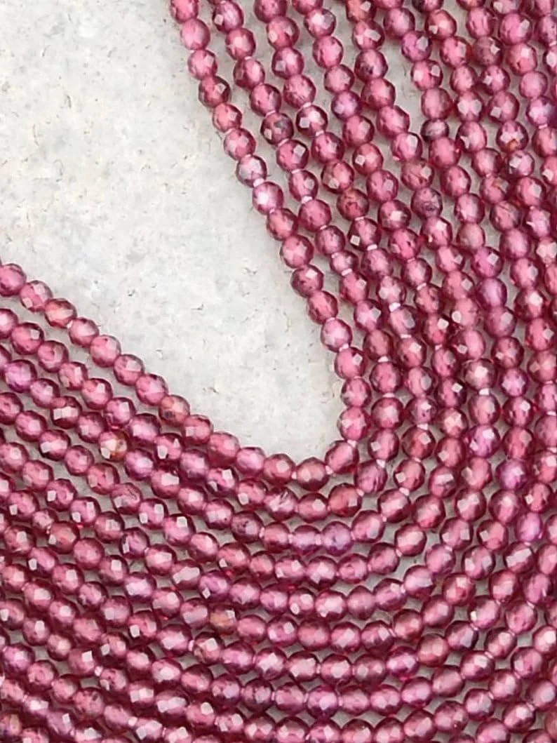 Бусины Родолит Натуральный Граненые рондель 2 мм, нить длиной 33 см, камни для ожерелья и браслетов, фото №3
