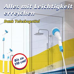 Электрическая щетка для чистки Cleanrite Turbo Scrubber аккумуляторная с телескопической ручкой 110 см и 3 насадками synthetic.ua - Фото 1
