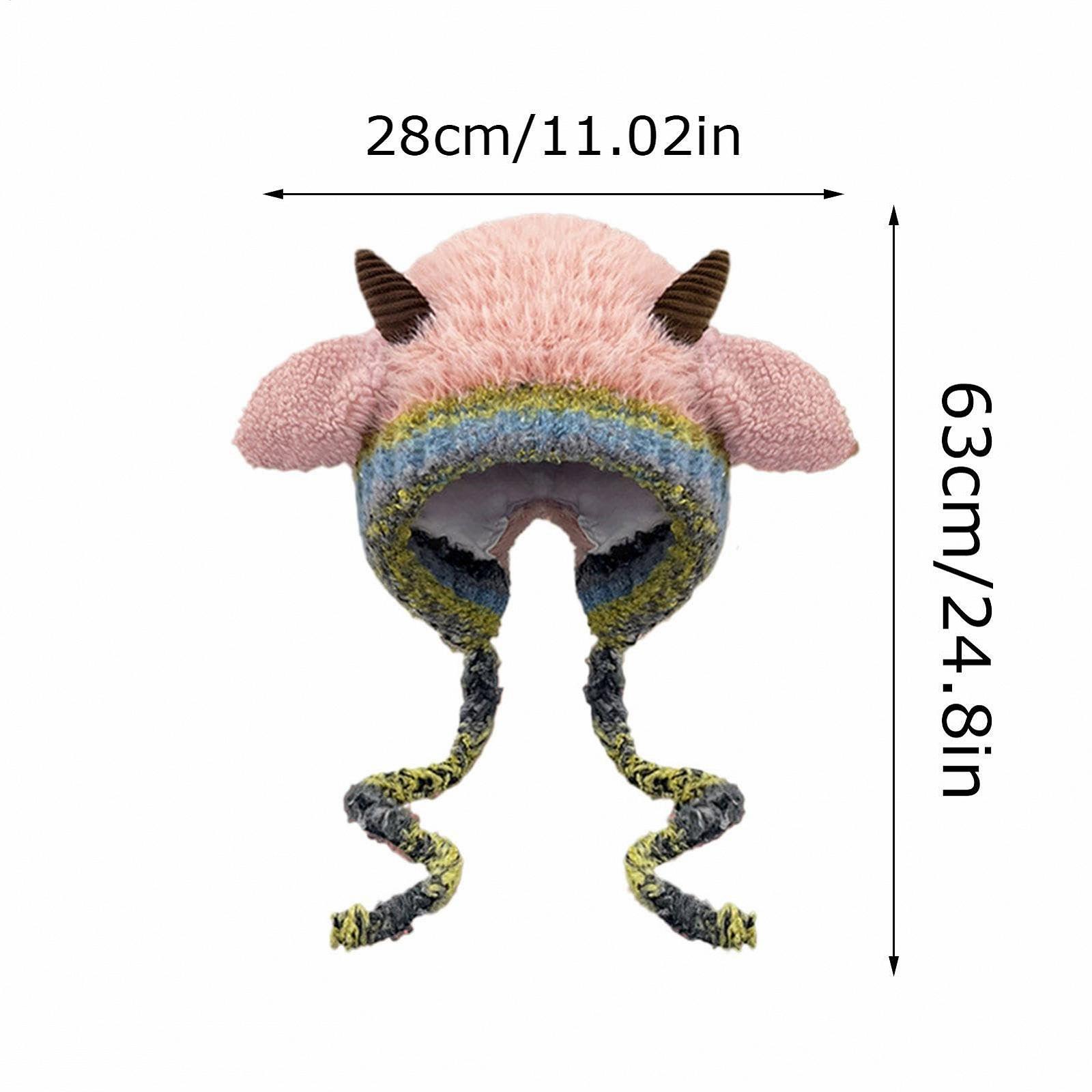 Вязаная шапка с овечьими ушками, розовая, фото №5 Вязаная шапка с овечьими ушками, розовая, фото №5