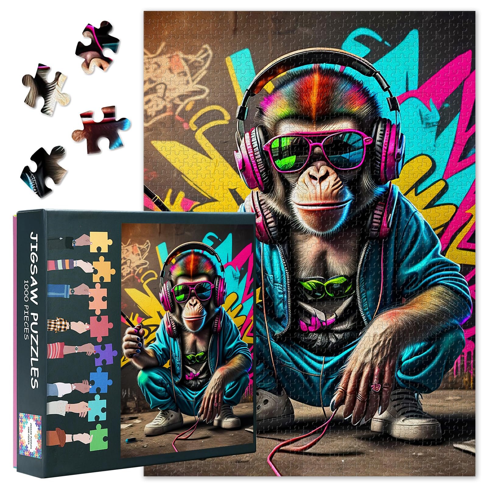 Пазл DJ Monkey with Headphones and Sunglasses 1000 елементів 50 x 70 cm, фото №1